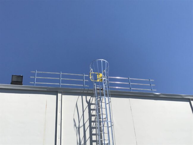 Fixed Ladder Safety Accessories fixed ladder with walk-thru rails, cage, platform, or security door