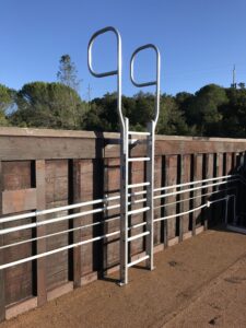 fixed ladder walk thru handrails