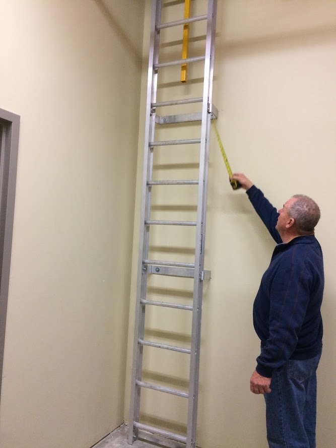 Measuring for a roof access ladder