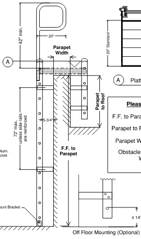 fixed ladder parapet height measurement